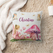 名前をカスタムするピンクフェアリーマッシュルーム クッション (ブランケット)