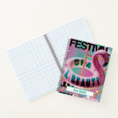 名前をカスタムするピンクフラミンゴフロート ノートブック (内部)