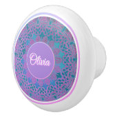 名前をカスタムするピンクブルーパープルティール（緑がかった色）マンダラボホ セラミックノブ (右)