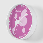 名前をカスタムするピンクプードルクロック 壁時計 (傾斜)