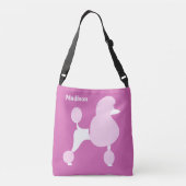 名前をカスタムするピンクプードル クロスボディバッグ (裏面)