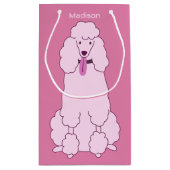 名前をカスタムするピンクプードル スモールペーパーバッグ (裏面)