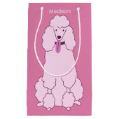 名前をカスタムするピンクプードル スモールペーパーバッグ (正面)
