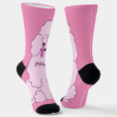 名前をカスタムするピンクプードル ソックス (傾斜あり)