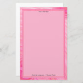 名前をカスタムするピンクホワイト抽象芸術縁ど線カスタム 便箋 (正面/裏面)