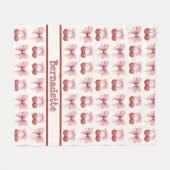 名前をカスタムするピンクボウズ&さくらんぼコケガーリーット フリースブランケット (正面(横))