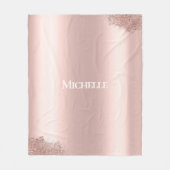 名前をカスタムするピンクラグジュアリーガ10代のール フリースブランケット (正面)