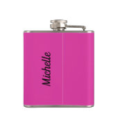 名前をカスタムするピンクリップフラスコ フラスク (裏面)