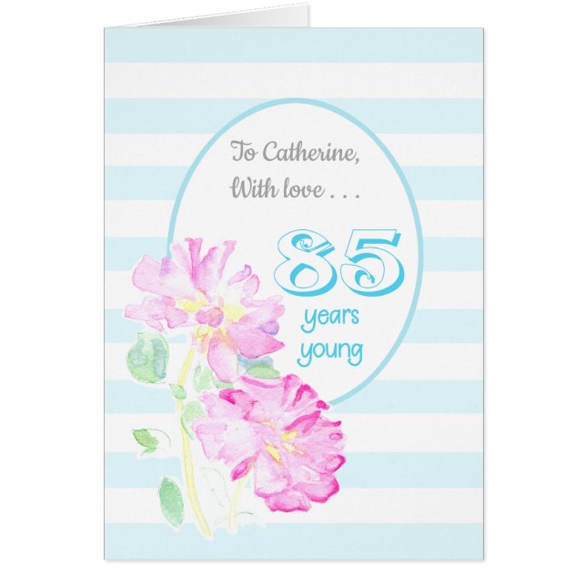 名前をカスタムするピンクローズ&ストライプズ85th誕生日 (正面)