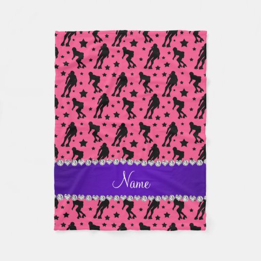 名前をカスタムするピンクローラダービー星 フリースブランケット (正面)