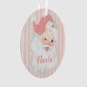 名前をカスタムするピンクヴィンテージサンタクリスマスアクリル オーナメント (正面)