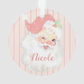 名前をカスタムするピンクヴィンテージサンタクリスマスアクリル オーナメント (裏面)