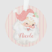 名前をカスタムするピンクヴィンテージサンタクリスマスアクリル オーナメント (正面)