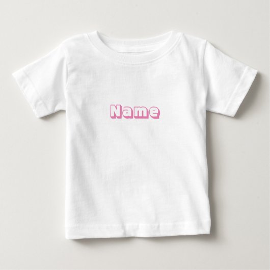 名前をカスタムするピンク文字かわいいベビーTシャツ ベビーTシャツ (正面)