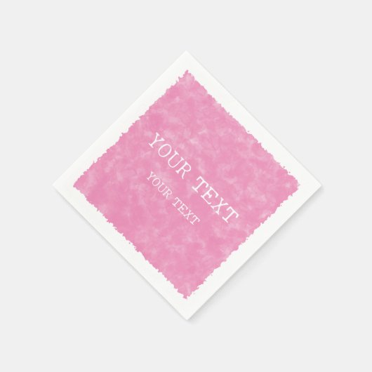 名前をカスタムするピンク水彩 スタンダードカクテルナプキン (角)