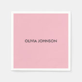 名前をカスタムするピンク紙ナプキンス スタンダードカクテルナプキン (正面)