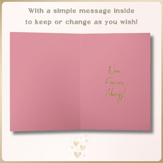 名前をカスタムするピンク金ゴールドハートフラワーズバレンタイン カード