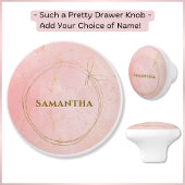 名前をカスタムするピンク&金ゴールドセラミックノブ セラミックノブ