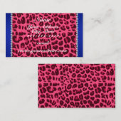 名前をカスタムするピンクleopardプリントブルーストライプー 名刺 (正面/裏面)