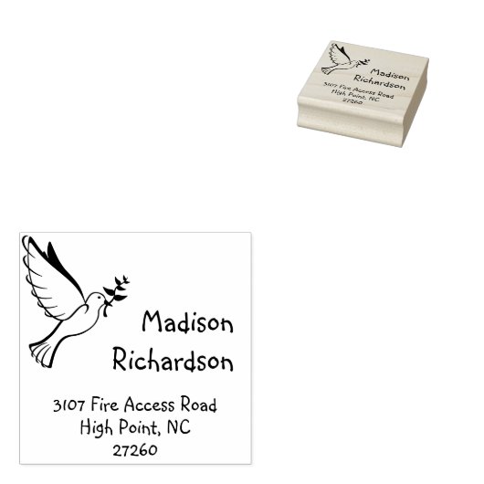 名前をカスタムするピースドーブ差出人住所ゴムスタンプ ラバースタンプ (押印)