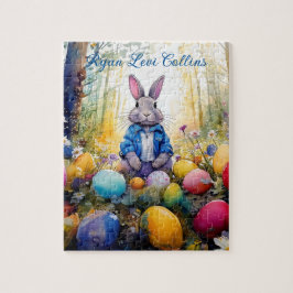 名前をカスタムするピーターイースターバニーとイースターエッグ ジグソーパズル