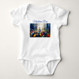 名前をカスタムするピーターイースターバニーとイースターエッグ ベビーボディスーツ