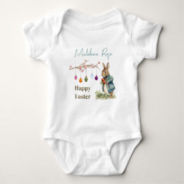 名前をカスタムするピーターザイースターラビットイースターエッグ ベビーボディスーツ