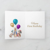 名前をカスタムするピーターザラビットハッピー第1誕生日 カード (内部)