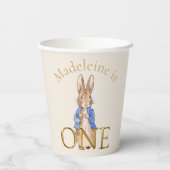 名前をカスタムするピーターザラビットファースト誕生日ワン 紙コップ (裏面)