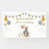 名前をカスタムするピーターザラビットファースト誕生日 横断幕 (横)