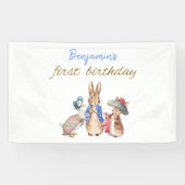 名前をカスタムするピーターザラビットファースト誕生日 横断幕 (横)