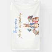 名前をカスタムするピーターザラビットファースト誕生日 横断幕 (縦)