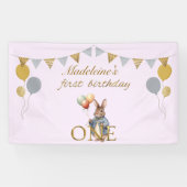 名前をカスタムするピーターザラビットファースト誕生日 横断幕 (横)