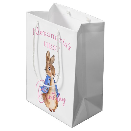 名前をカスタムするピーターファースト誕生日 ミディアムペーパーバッグ (裏面アングル)