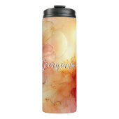 名前をカスタムするピーチラズベリーフローラアルコールインクアート タンブラー (正面)