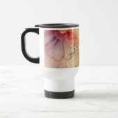 名前をカスタムするピーチラズベリーフローラアルコールインクアート トラベルマグ (左)