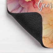 名前をカスタムするピーチラズベリーフローラアルコールインクアート マウスパッド (コーナー)