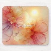名前をカスタムするピーチラズベリーフローラアルコールインクアート マウスパッド (正面)
