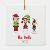 名前をカスタムするファパーソナライズされたミリークリスマス セラミックオーナメント (裏面)