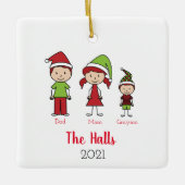 名前をカスタムするファパーソナライズされたミリークリスマス セラミックオーナメント (正面)
