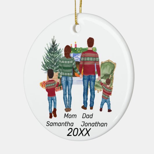 名前をカスタムするファミリパーソナライズされたの水の色 セラミックオーナメント (左)