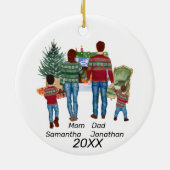 名前をカスタムするファミリパーソナライズされたの水の色 セラミックオーナメント (裏面)