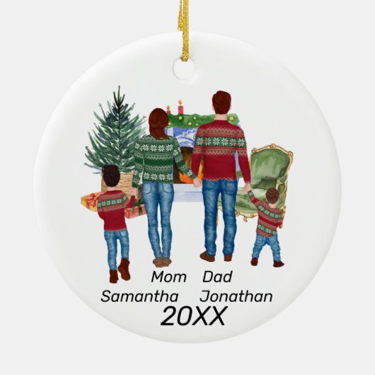 名前をカスタムするファミリパーソナライズされたの水の色 セラミックオーナメント (裏面)