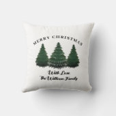 名前をカスタムするファミリークリスマスツリーファームホリデー クッション (裏面)