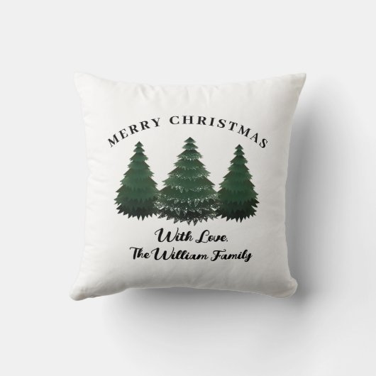 名前をカスタムするファミリークリスマスツリーファームホリデー クッション (裏面)