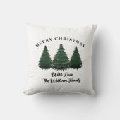 名前をカスタムするファミリークリスマスツリーファームホリデー クッション (正面)