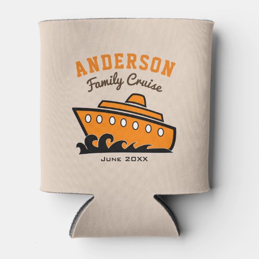 名前をカスタムするファミリークルーズバケーション 缶クーラー (正面)