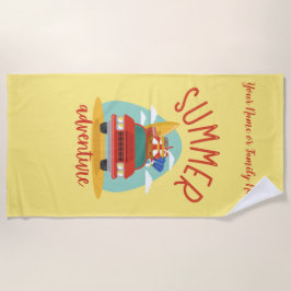 名前をカスタムするファミリーサマーアドベンチャーバケーション ビーチタオル