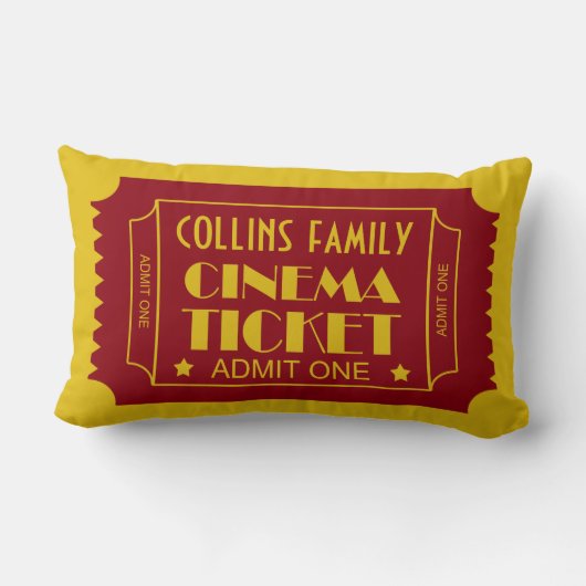 名前をカスタムするファミリーシネマチケット ランバークッション (裏面)