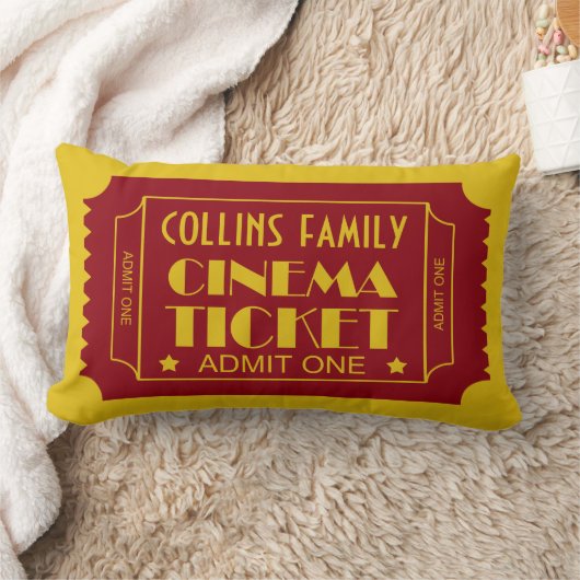 名前をカスタムするファミリーシネマチケット ランバークッション (ブランケット)